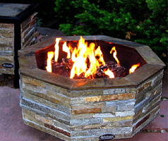 octagon stone outdoor fireplace
